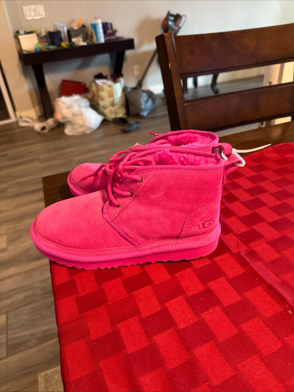 UGG Kids' Pink Suede Lace-Up Boot